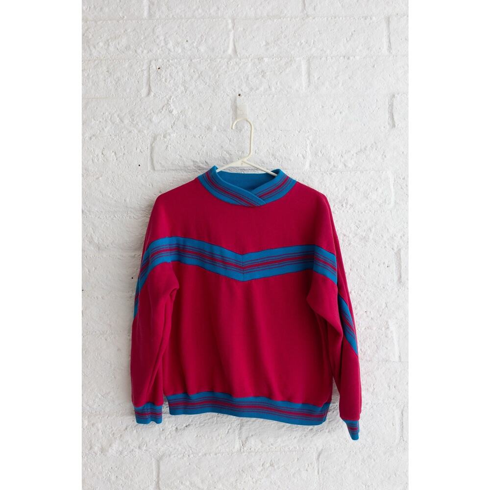 Vintage Starting Point Colorblock Sweatshirt Pink Teal 80s 90s M